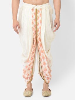 DEYANN - Men'S Dupion Silk Printed Dhoti Pant