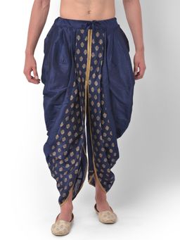 DEYANN - Men'S Dupion Silk Printed Dhoti Pant