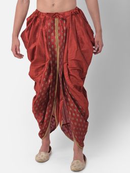 DEYANN - Men'S Dupion Silk Printed Dhoti Pant