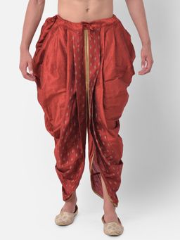 DEYANN - Men'S Dupion Silk Printed Dhoti Pant