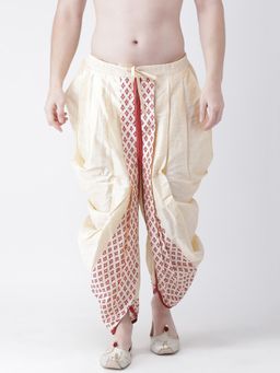 DEYANN - Men'S Dupion Silk Printed Dhoti Pant