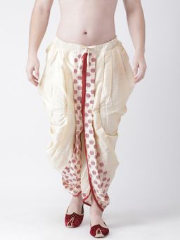 DEYANN - Men'S Dupion Silk Printed Dhoti Pant