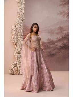PARUL GANDHI - Purple Celeste Blouse and Lehenga with Dupatta
