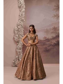 PARUL GANDHI - Bronze Zariya Blouse and Lehenga with Dupatta