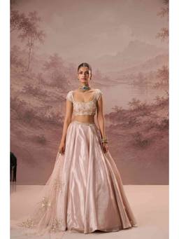 PARUL GANDHI - Pink Pankhuri Blouse and Lehenga with Dupatta