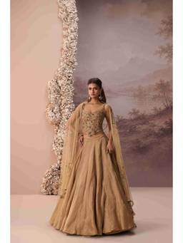 PARUL GANDHI - Gold Tabeer Blouse and Lehenga with Dupatta