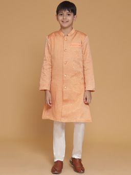 PICCOLO - Orange Silk Woven Sherwani with Pyjama