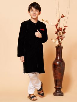 PICCOLO - Black Velvet Sherwani with Pyjama