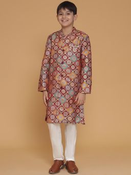 PICCOLO - Maroon Jacquard Sherwani and Pyjama