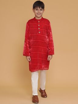 PICCOLO - Red Leheriya Printed Kurta with Pyjama