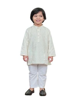 Polka Tots - Boys Yellow Cotton Ethnic Kurta with Pyjama