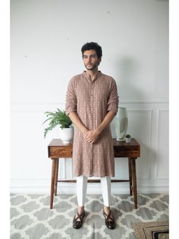 CONTRAST BY PARTH - Rose Taupe Chikankari with Kurta & Pant (Set of 2)