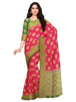 Mimosa - Pink Floral Embellished Saree With Unstitched Blouse