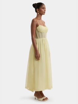 BEYOND - Cream Solid/Plain Eva Corset Dress