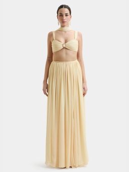 BEYOND - Cream Embellished/Sequined Morgana Buckle Bustier Top