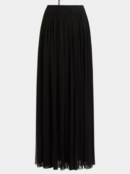 BEYOND - Black Solid/Plain Morgana Gathered Maxi Skirt