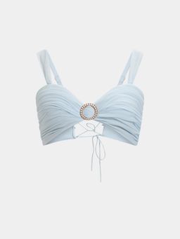 BEYOND - Blue Embellished/Sequined Morgana Buckle Bustier Top