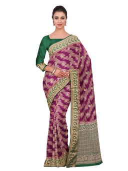 Mimosa - Purple Floral Embellished Saree With Unstitched Blouse