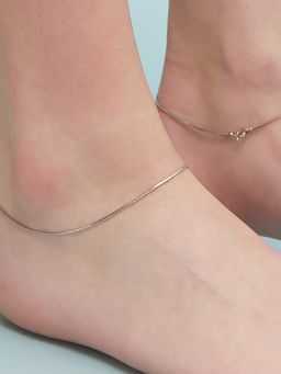 Zavya - Minimal Snake Chain 925 Silver Anklet- Pair