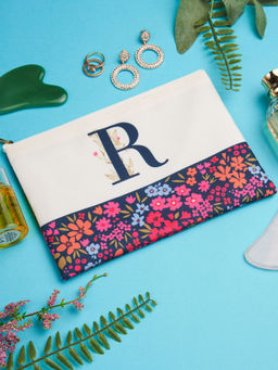 Doodle Collection - Monogram - R Multifunctional Printed Cosmetic Pouch