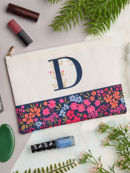 Doodle Collection - Monogram - D Multifunctional Printed Cosmetic Pouch