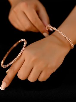 AG'S - Tasha American Diamond Rose Plated Bangle Pairs