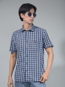 CRIMSOUNE CLUB - Men Red Checked 100% Cotton Shirt