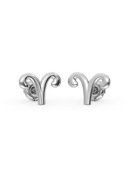 Candere by Kalyan Jewellers - 18K White Gold Aries Stud Earring for Women