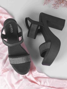 Metro - Women Black Heeled Sandals
