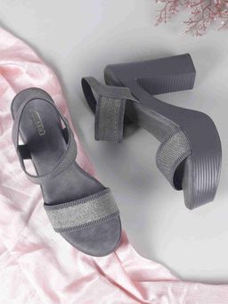 Metro - Women Grey Heeled Sandals