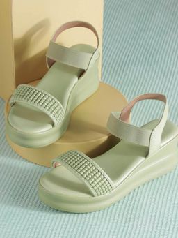 Mochi - Women Green Wedges Heels