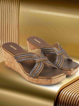 Mochi - Women Brown Wedges Heels