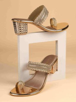 Metro - Women Gold Heeled Sandals