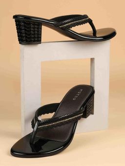 Metro - Women Black Heeled Sandals