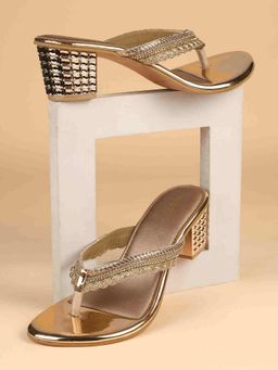 Metro - Women Gold Heeled Sandals