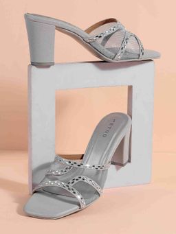 Metro - Women Silver Heeled Sandals