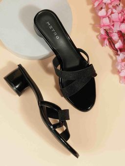 Metro - Women Black Heeled Sandals