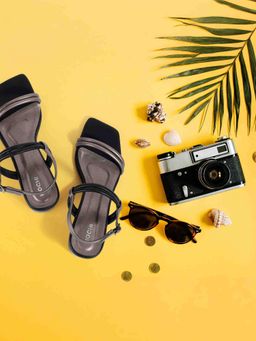 Mochi - Women Black Heeled Sandals