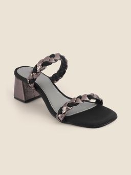 Metro - Women Black Heeled Sandals