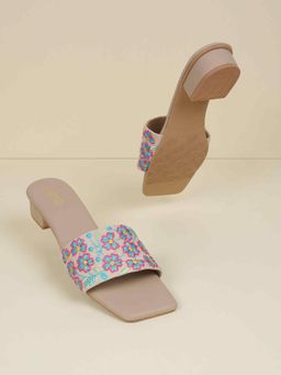 Metro - Women Beige Heeled Sandals