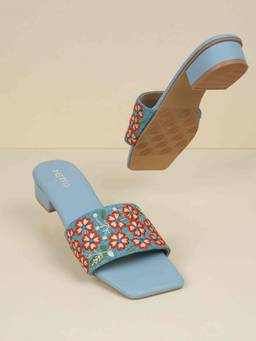 Metro - Women Blue Heeled Sandals