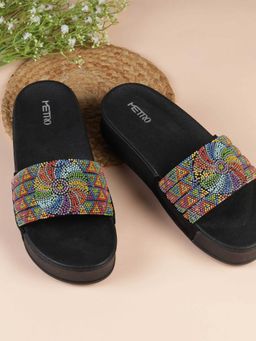 Metro - Women Black Heeled Sandals