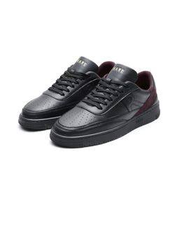 Rare Rabbit - Men Black Micro Fiber Leather Lace-Up Sneakers