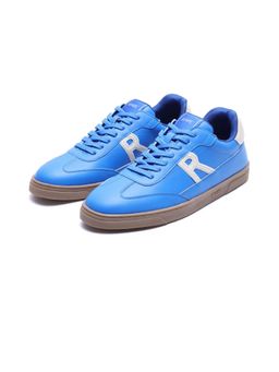 Rare Rabbit - Men Micro Leather Blue Lace-Up Sneakers