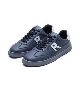 Rare Rabbit - Men Navy Blue Micro Leather Lace-Up Sneakers