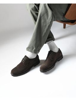 Rare Rabbit - Men Brown Suede Lace-Up Brogues