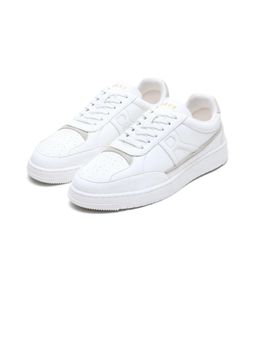 Rare Rabbit - Men Beige Micro Leather Lace-Up Sneakers