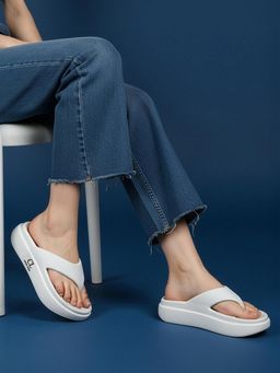 Carlton London - Women Grey Chunky Platform Thong Flip-Flops