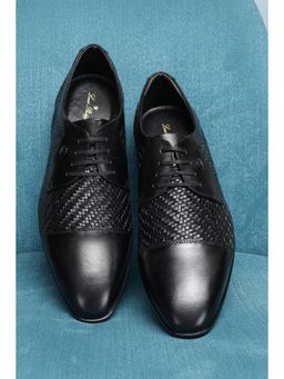 Louis Philippe - Men Black Leather Lace Up Derbies