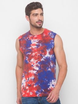 Being Human - Men Tie & Dye Red Sleeveless T-Shirt
